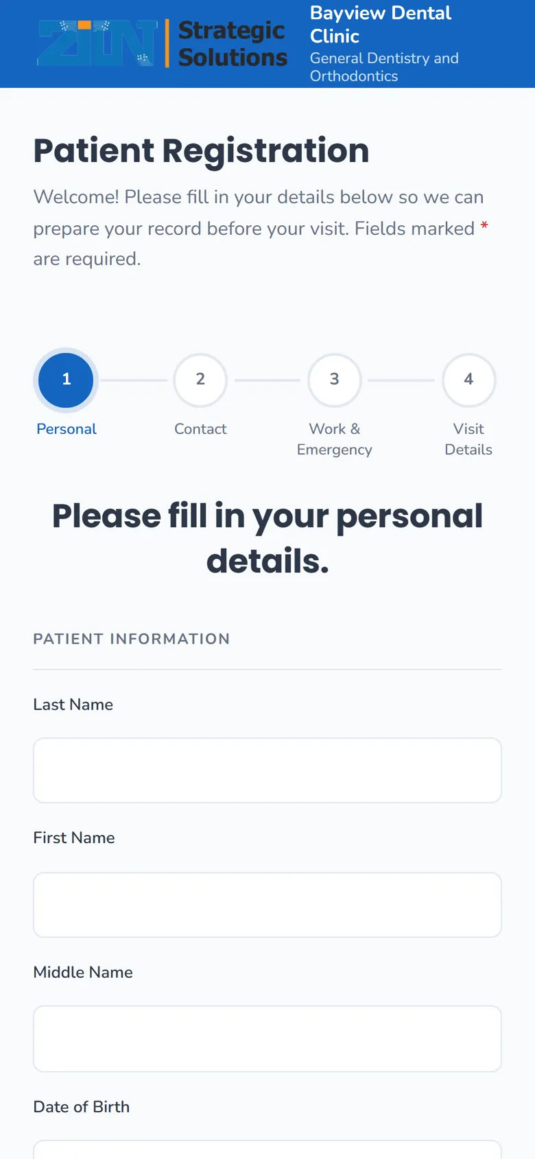 Registration form on a phone, with the consent step